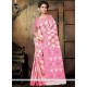 Sumptuous Pink Print Work Cotton Printed Saree