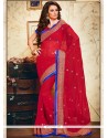 Arresting Embroidered Work Faux Chiffon Classic Saree