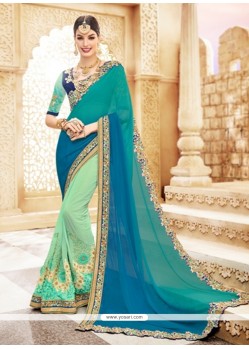 Sorcerous Faux Georgette Embroidered Work Shaded Saree