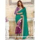 Pleasance Green And Purple Patch Border Work Traditional Designer Saree