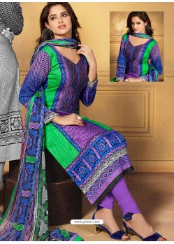 Multicolor Chiffon Satin Churidar Suit