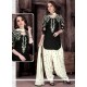 Tempting Embroidered Work Cotton Black And White Patiala Suit