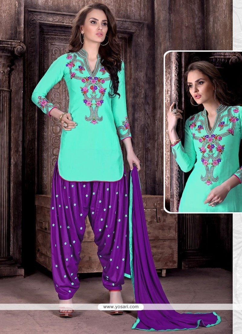 Buy Aristocratic Embroidered Work Cotton Patiala Suit | Punjabi Patiala ...