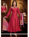 Praiseworthy Resham Work Art Silk Magenta Readymade Anarkali Salwar Suit