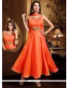 Surpassing Orange Readymade Anarkali Salwar Suit