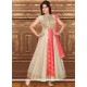 Fascinating Cotton Beige And Peach Readymade Anarkali Salwar Suit
