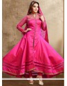 Hot Pink Dupion Silk Readymade Anarkali Salwar Suit