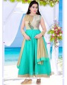 Amazing Sea Green Dupion Silk Readymade Anarkali Salwar Suit