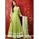 Staring Lace Work Green Art Silk Readymade Anarkali Salwar Suit