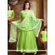 Swanky Lace Work Green Readymade Anarkali Salwar Suit