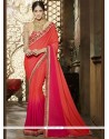 Royal Resham Work Hot Pink And Orange Shaded Saree