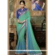 Sorcerous Embroidered Work Blue And Sea Green Shaded Saree