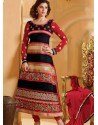 Red And Black Georgette Churidar Suit