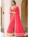 Riveting Faux Chiffon Embroidered Work Saree