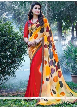 Awesome Multi Colour Faux Georgette Printed Saree