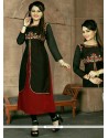 Miraculous Black Embroidered Work Fancy Fabric Party Wear Kurti