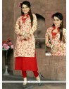Stupendous Embroidered Work Red Faux Georgette Party Wear Kurti