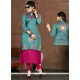 Adorable Embroidered Work Blue Fancy Fabric Party Wear Kurti