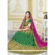 Pleasing Bhagalpuri Silk Green Embroidered Work Lehenga Choli