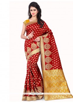 Distinguishable Banarasi Silk Red Traditional Designer Saree