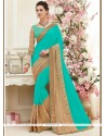 Adorable Faux Georgette Turquoise Classic Saree