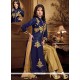 Attractive Embroidered Work Navy Blue Dupion Silk Readymade Suit