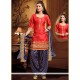 Red Dupion Silk Readymade Suit