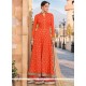 Congenial Bamber Georgette Orange Lace Work Designer Palazzo Suit