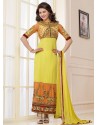 Yellow and Orange Georgette Churidar Suit