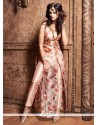 Awesome Peach Embroidered Work Art Silk Pant Style Suit