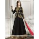 Dazzling Lace Work Black Designer Floor Length Suit