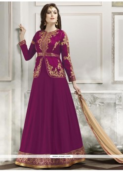 Elegant Magenta Designer Floor Length Suit