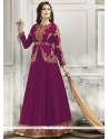 Elegant Magenta Designer Floor Length Suit