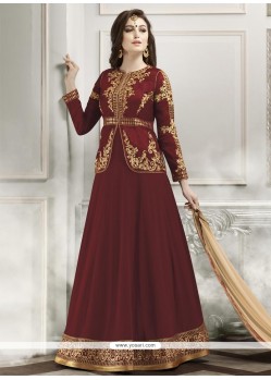 Nice Maroon Designer Floor Length Suit