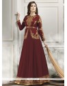 Nice Maroon Designer Floor Length Suit