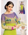 Blue and Green Georgette Churidar Suit
