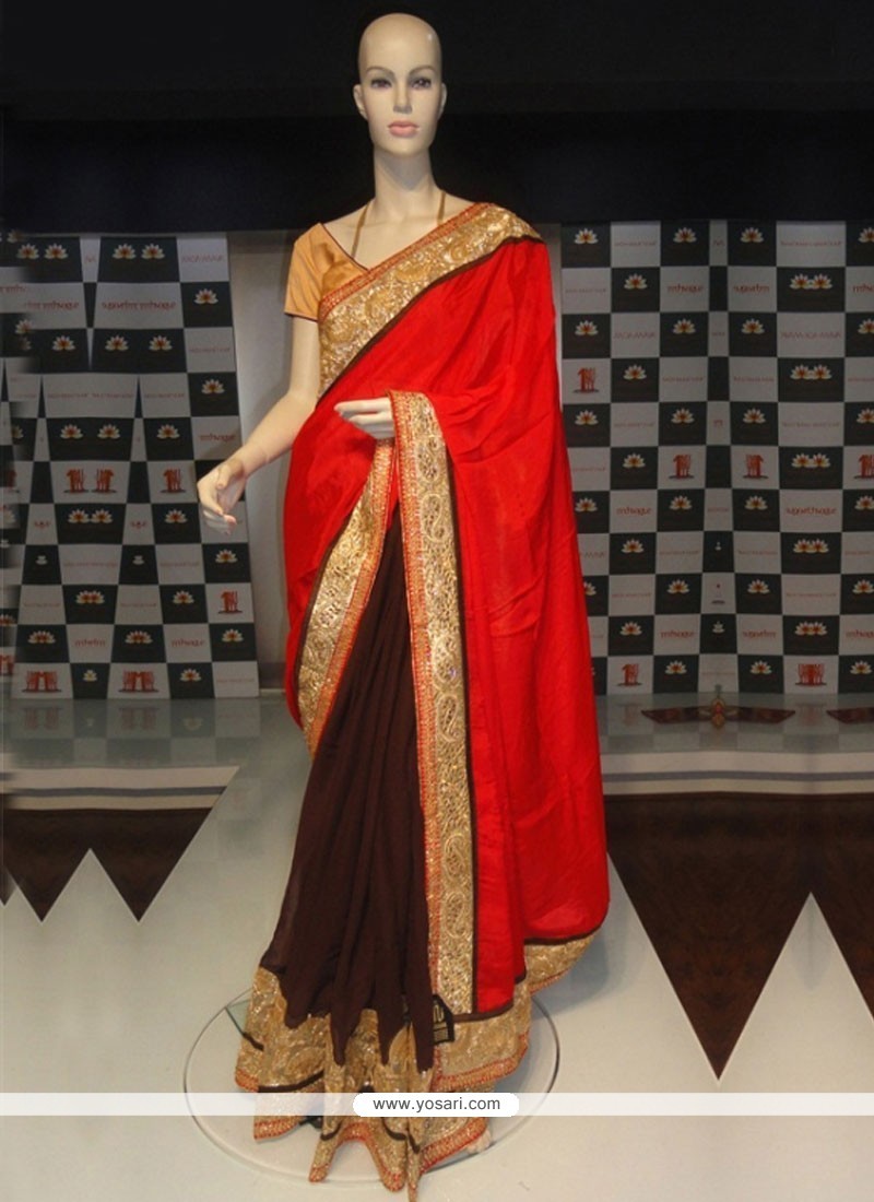 Buy Artistic Faux Chiffon Zari Work Classic Designer Saree | Wedding Sarees