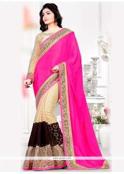 Aesthetic Faux Chiffon Embroidered Work Designer Saree