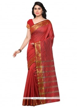 Haute Weaving Work Red Banarasi Silk Traditional Saree