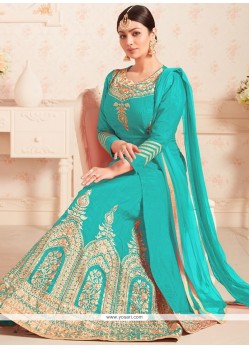 Ayesha Takia Turquoise Lace Work Long Choli Lehenga