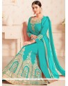 Ayesha Takia Turquoise Lace Work Long Choli Lehenga