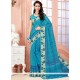 Sightly Cotton Blue Print Work Casual Saree