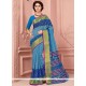 Print Cotton Casual Saree In Blue