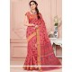 Rose Pink Print Work Cotton Casual Saree