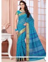 Mystical Blue Print Work Casual Saree