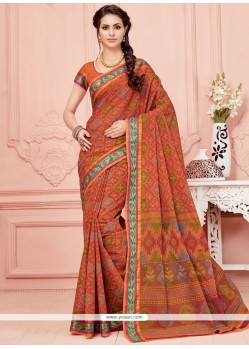 Magnetize Cotton Orange Casual Saree