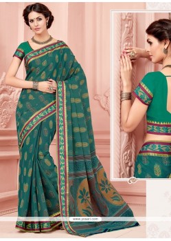 Flawless Print Work Cotton Casual Saree