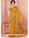 Perfect Print Work Mustard Casual Saree