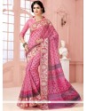 Delectable Pink Print Work Cotton Casual Saree