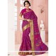 Print Cotton Casual Saree In Magenta